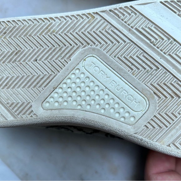 Tory Burch Blue and Cream Patterned Sneakers - Picture 13 of 14